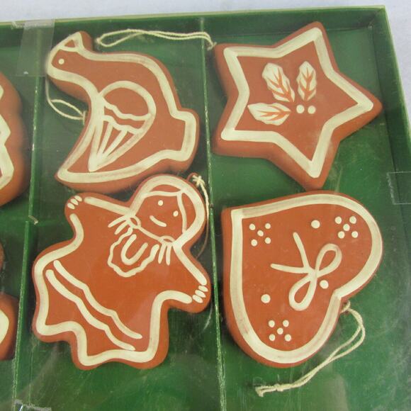 Williams Sonoma Boxed Set 8 Ceramic Gingerbread Cookie Christmas Ornaments - Picture 3 of 5
